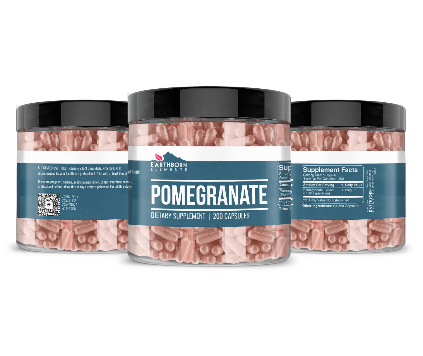 Earthborn Elements Pomegranate 200 Capsules - Pure & Undiluted, No Additives