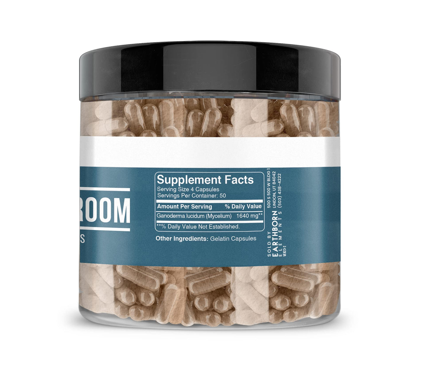 Earthborn Elements Reishi Mushroom 200 Capsules – Pure & Undiluted