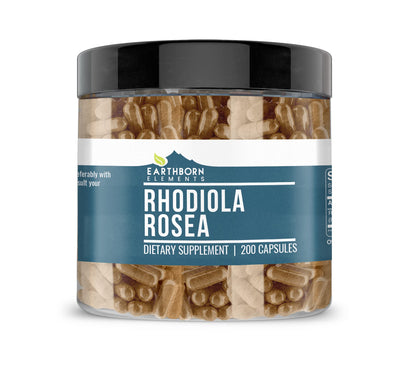 Earthborn Elements Rhodiola Rosea Root Extract - 200 Capsules | Pure & Undiluted