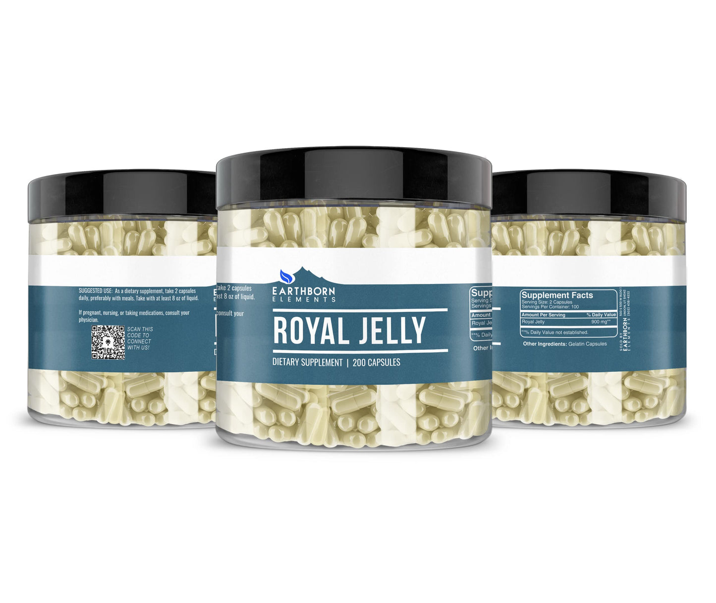 Earthborn Elements Royal Jelly 200 Capsules | Pure & Undiluted, No Additives