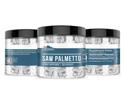 Earthborn Elements Saw Palmetto 200 Capsules | Pure & Undiluted, No Additives