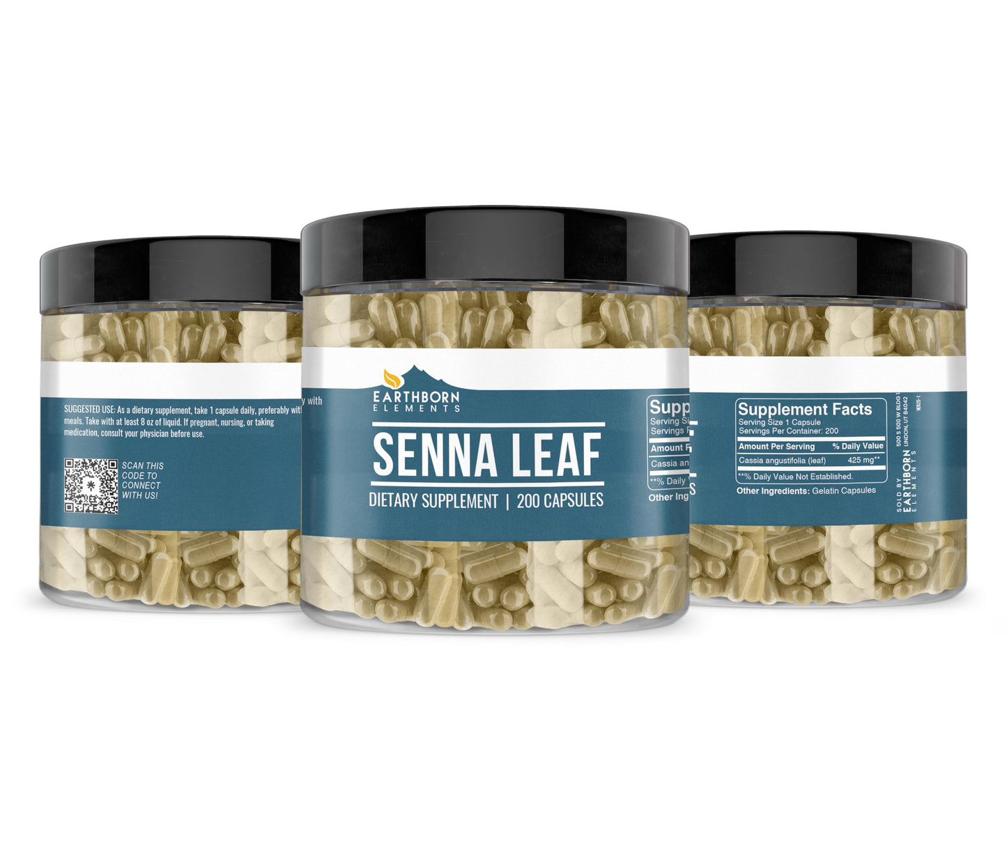 Earthborn Elements Senna Leaf Extract 200 Capsules | Pure & Undiluted
