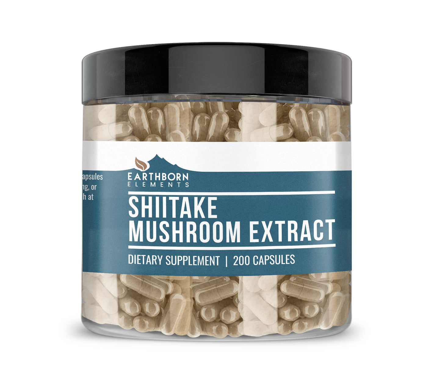 Earthborn Elements Shiitake Mushroom Extract - 200 Capsules | Pure & Undiluted