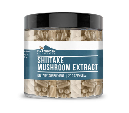 Earthborn Elements Shiitake Mushroom Extract - 200 Capsules | Pure & Undiluted BritishVita | Premium UK Vitamins & Wellness Supplements