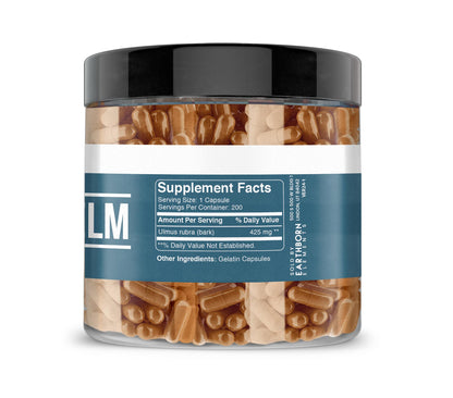 Earthborn Elements Slippery Elm 200 Capsules – Pure & Undiluted, No Additives
