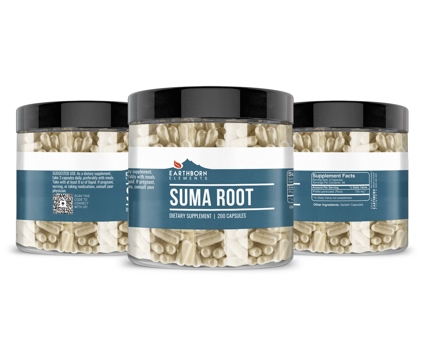 Earthborn Elements Suma Root Capsules – 200 Count, Pure & Undiluted
