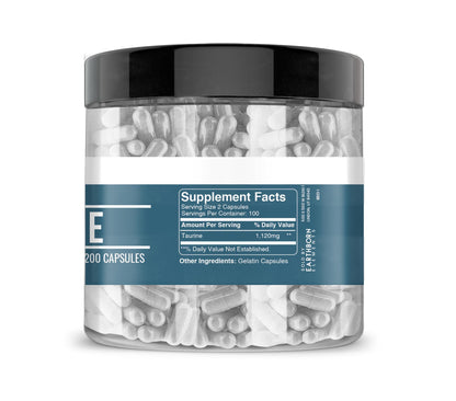 Earthborn Elements Taurine, 200 Capsules – Pure & Undiluted, No Additives