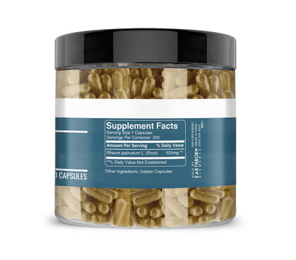 Earthborn Elements Turkey Rhubarb Extract 200 Capsules — Pure & Undiluted, No Additives