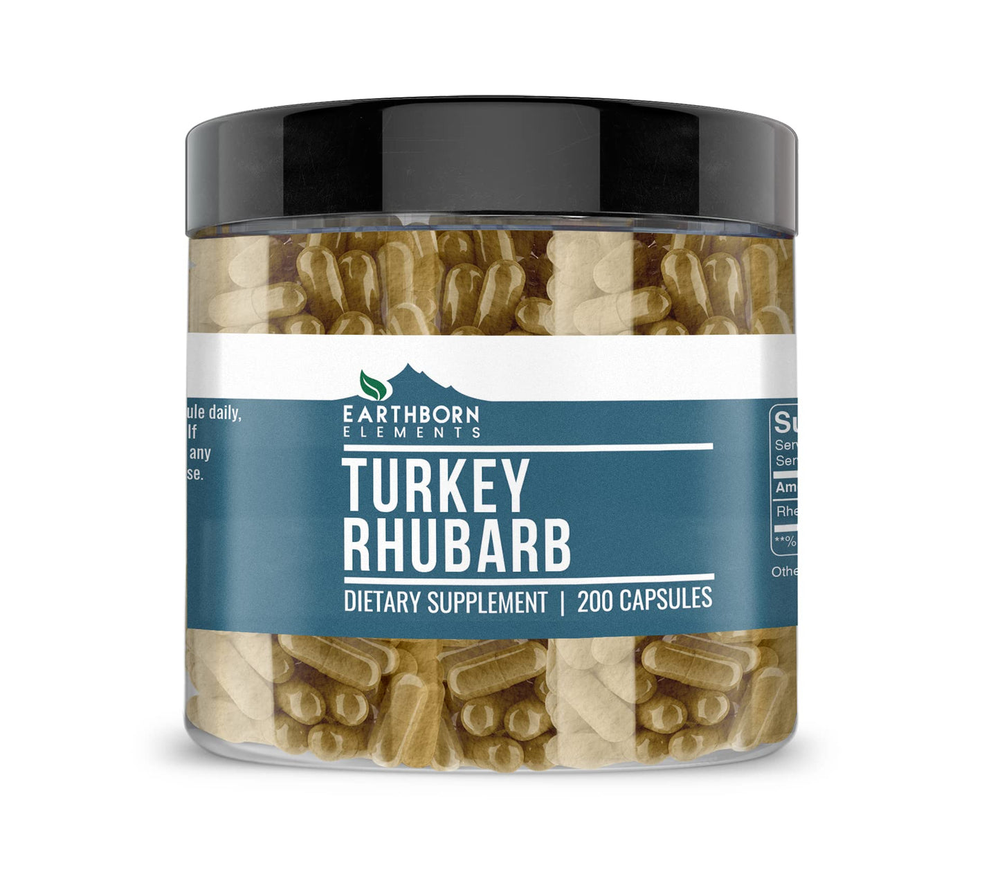 Earthborn Elements Turkey Rhubarb Extract 200 Capsules — Pure & Undiluted, No Additives