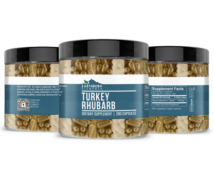 Earthborn Elements Turkey Rhubarb Extract 200 Capsules — Pure & Undiluted, No Additives