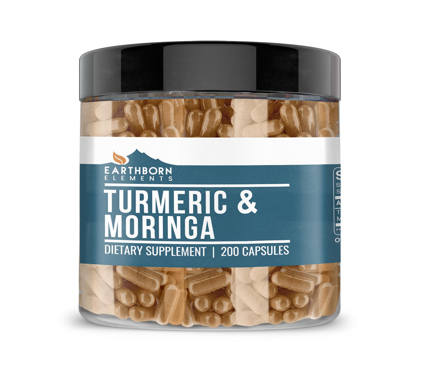 Earthborn Elements Turmeric & Moringa 200 Capsules – Pure & Undiluted, No Additives