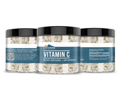 Earthborn Elements Vitamin C 200 Capsules - Pure & Undiluted
