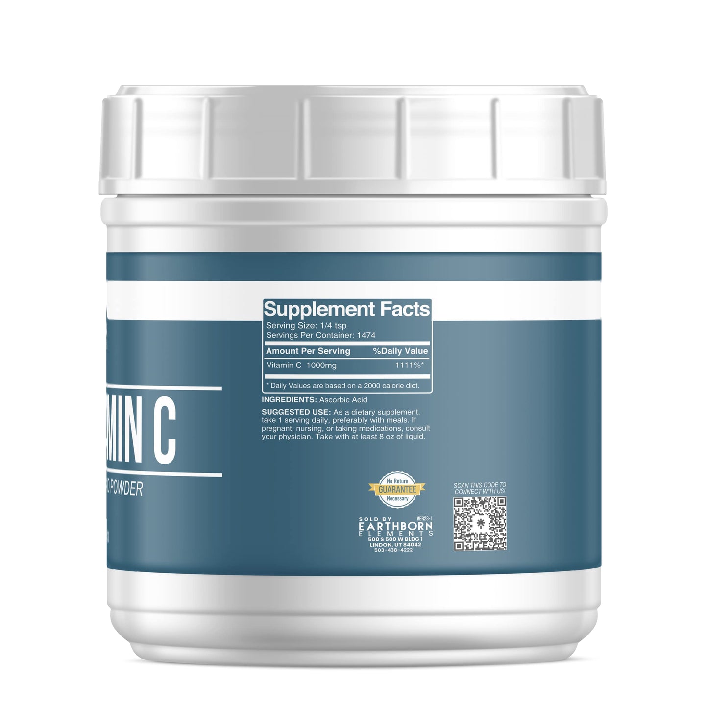 Earthborn Elements Vitamin C Powder 3.25 lb – Ascorbic Acid Dietary Supplement