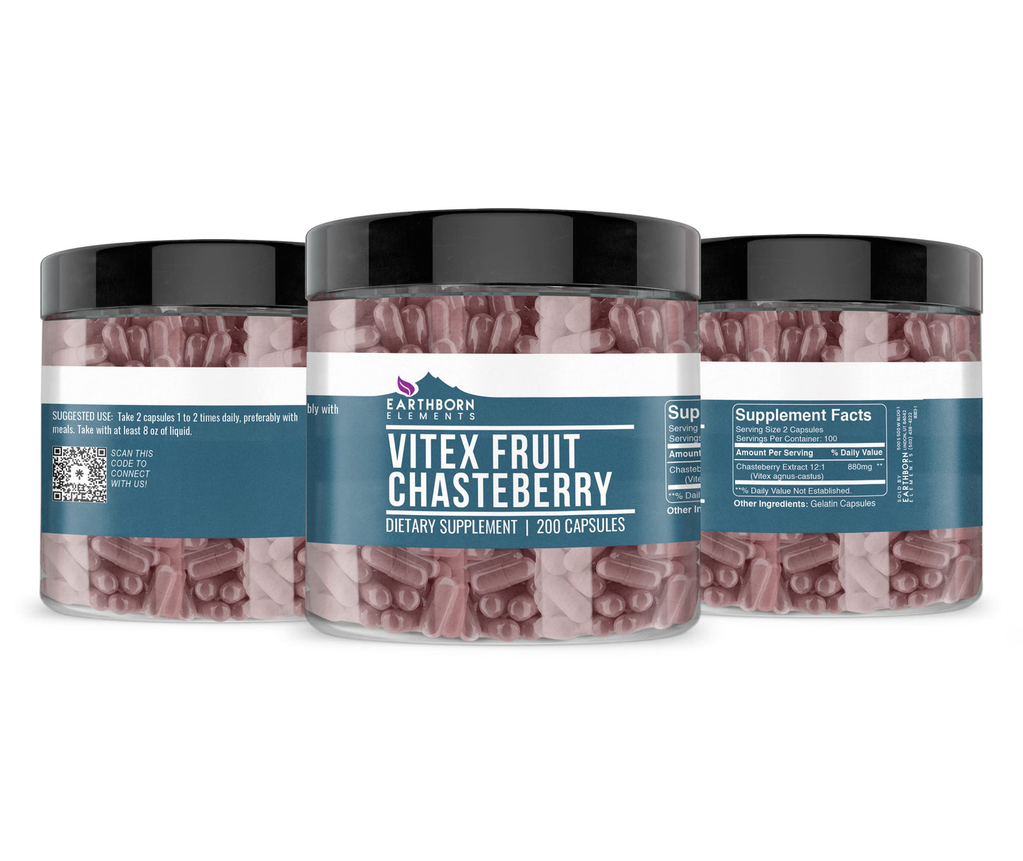 Earthborn Elements Vitex (Chasteberry) 200 Capsules – Pure & Undiluted