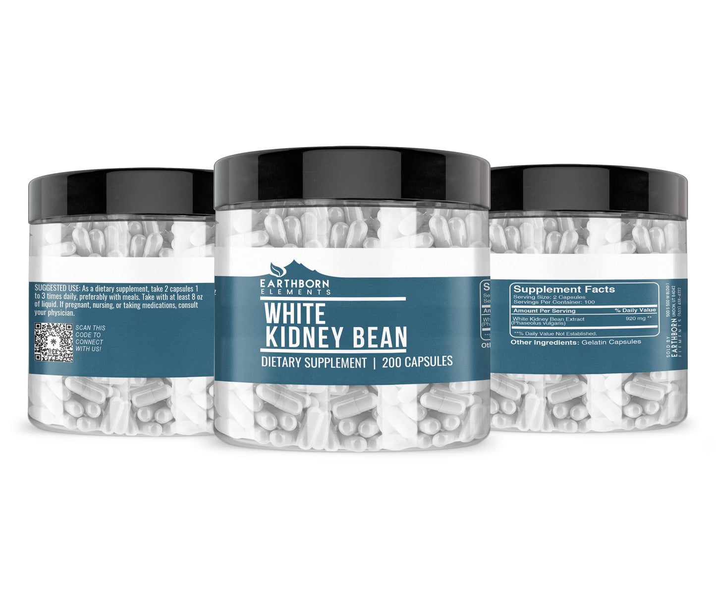 Earthborn Elements White Kidney Bean Extract – 200 Capsules, Pure & Undiluted