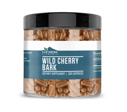 Earthborn Elements Wild Cherry Bark 200 Capsules - Pure & Undiluted