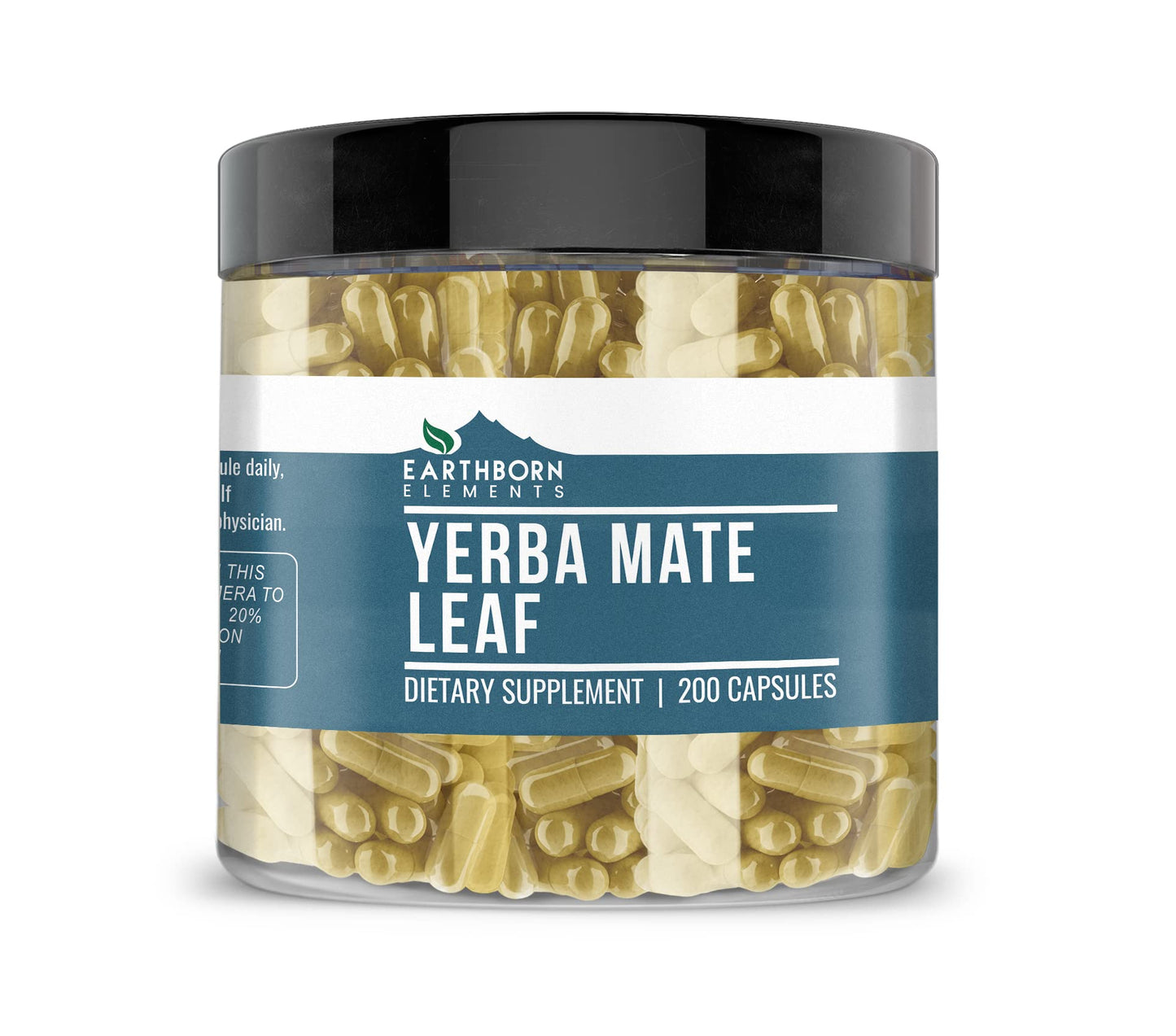 Earthborn Elements Yerba Mate Leaf Capsules – Pure & Undiluted, No Additives | 200 Capsules