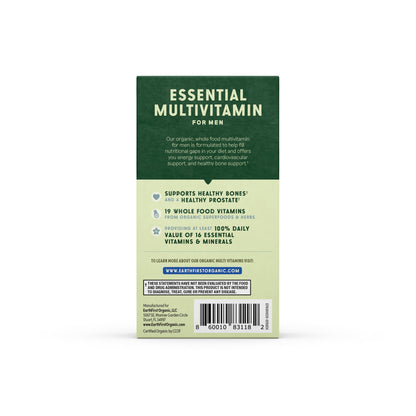 EarthFirst Organic Men’s Multi – Daily Whole-Food Multivitamin, 60 Count, Energy & Immune Support