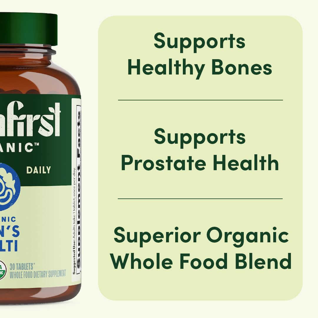 EarthFirst Organic Men's Multivitamin - Whole-Food, Once Daily, 19 Vitamins - 30 Count