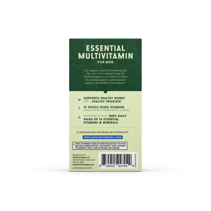 EarthFirst Organic Men's Multivitamin - Whole-Food, Once Daily, 19 Vitamins - 30 Count