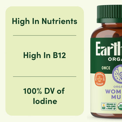 EarthFirst Organic Women’s Multivitamin – 60 Count with Iron & B12