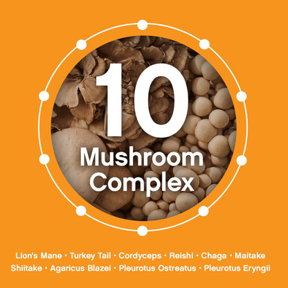 Earthiva Mushroom Complex Supplement – 60 Capsules | 10-in-1 Blend