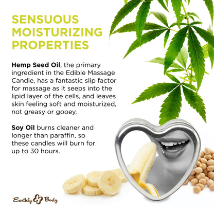 Earthly Body Edible Massage Candle Banana – 4 oz | 3-in-1 Massage Oil