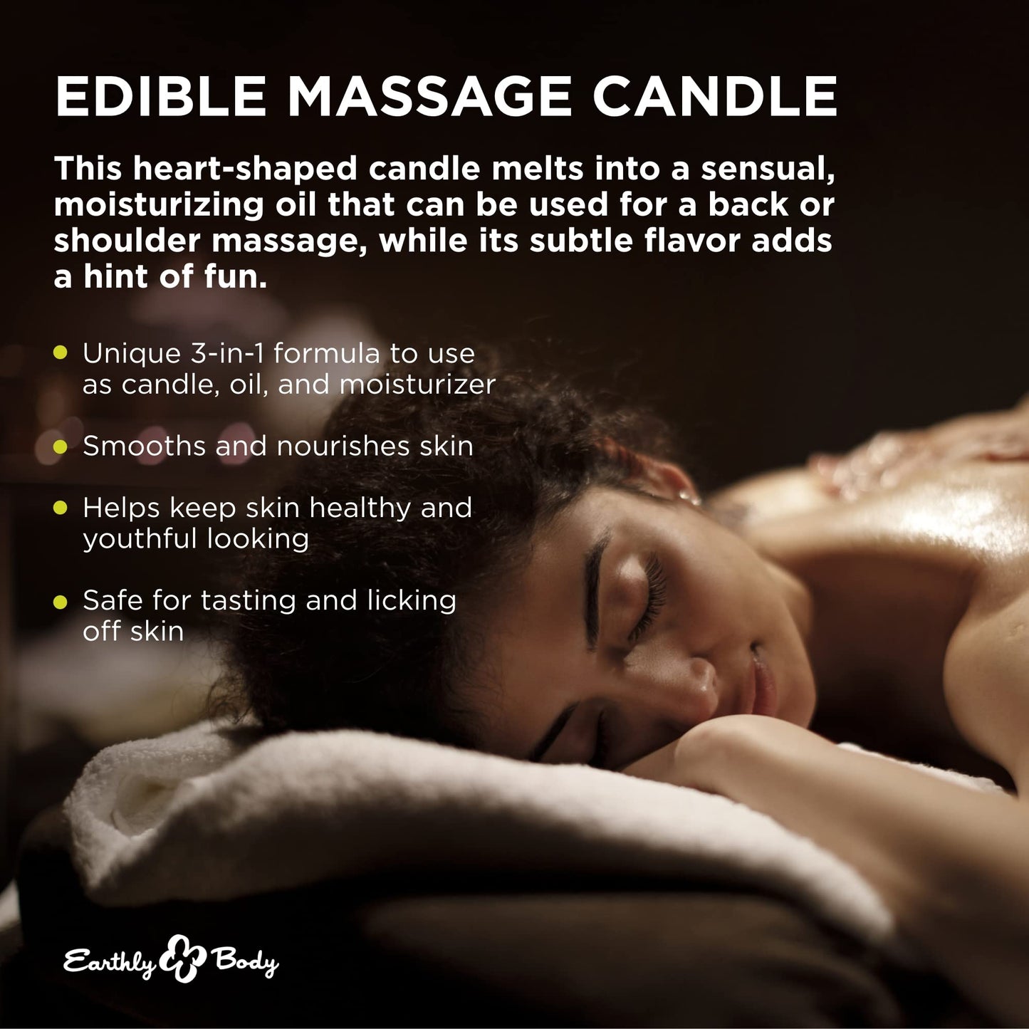 Earthly Body Edible Massage Candle – Cherry, 4 oz | 3-in-1 Candle, Oil & Moisturizer