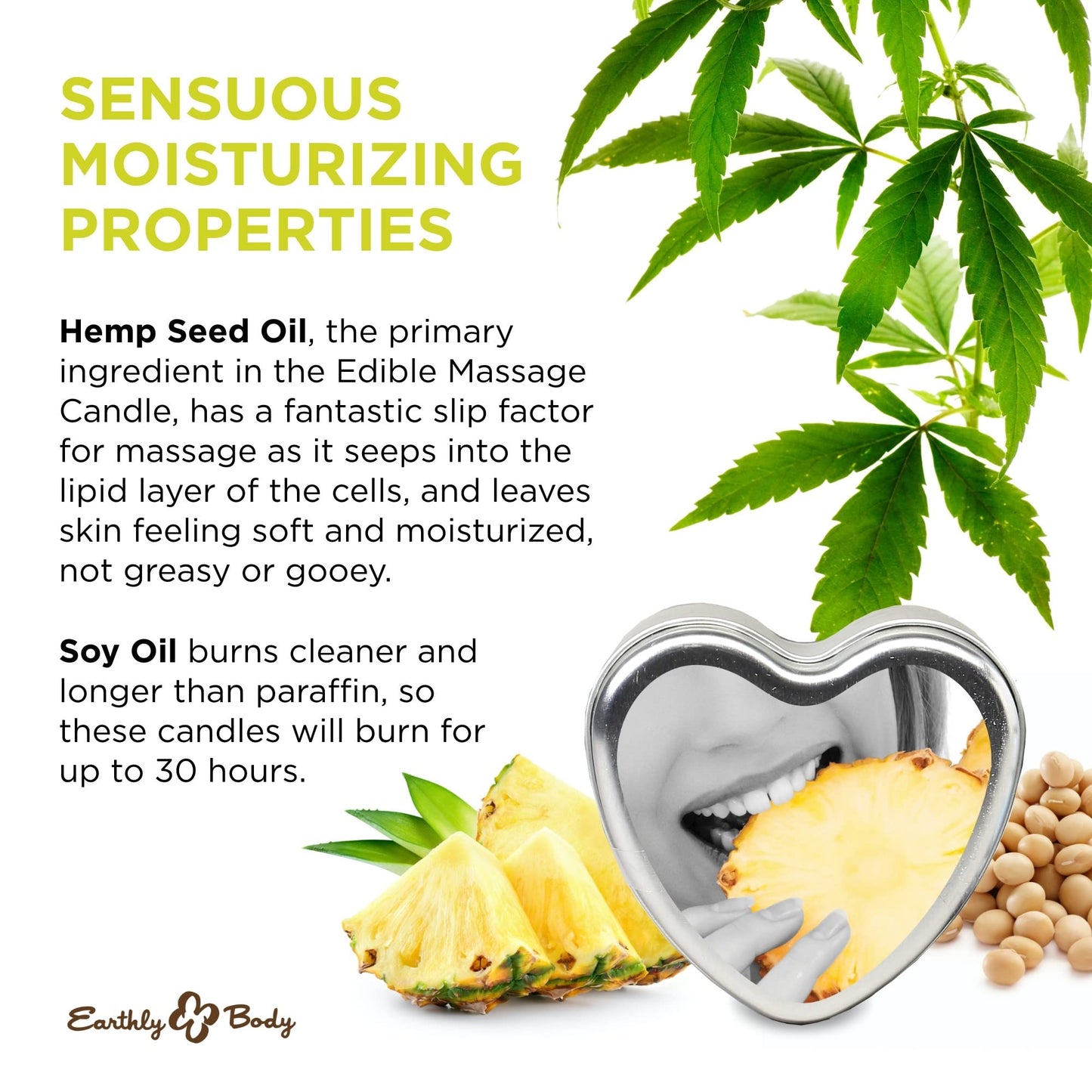 Earthly Body Edible Massage Candle Pineapple - 4 oz | 3-in-1 Candle