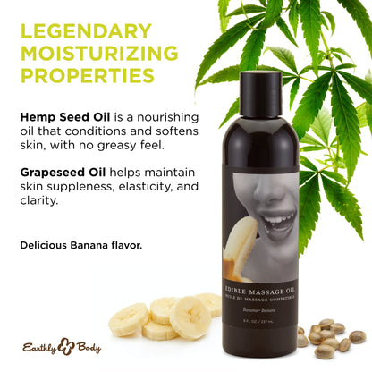 Earthly Body Edible Massage Oil Banana – 8 oz | Vegan & Cruelty Free