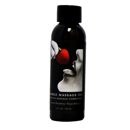 Earthly Body Edible Massage Oil - Strawberry, 2 fl oz | Vegan & Cruelty-Free