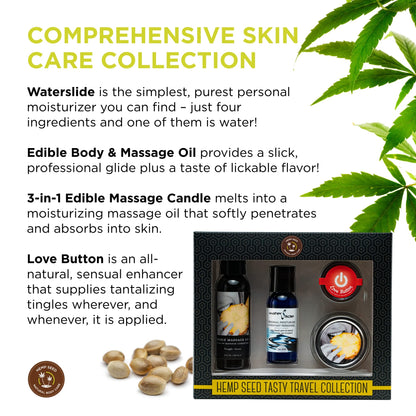 Earthly Body Tasty Travel Collection Pineapple – Waterslide Moisturizer, Edible Massage Oil, Balm & Candle