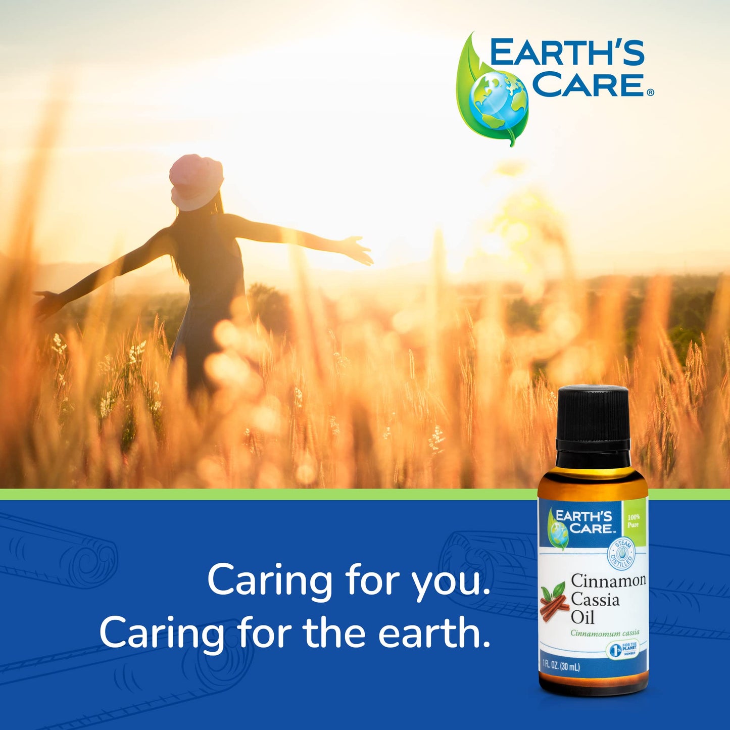 Earth's Care Cinnamon Cassia Oil - 100% Pure Essential Oil for Diffuser - 1 Fl oz