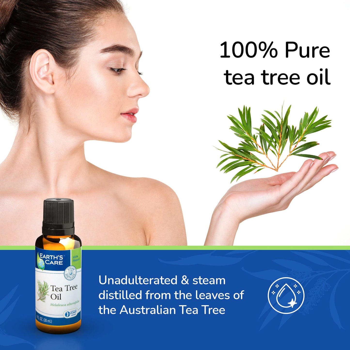 Earth’s Care Tea Tree Oil – 100% Pure Australian Steam-Distilled Essential Oil for Aromatherapy