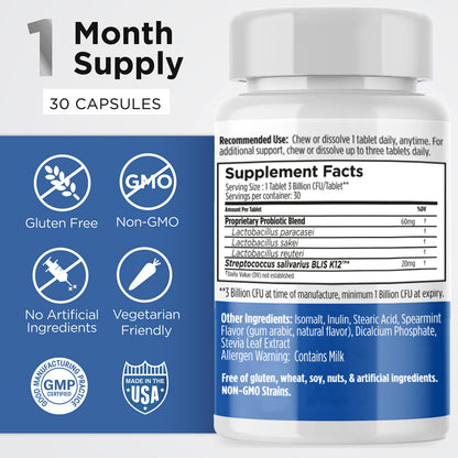 Earth's Pearl Dental Probiotic with BLIS K12 – Mint Oral Probiotics (30-Day)