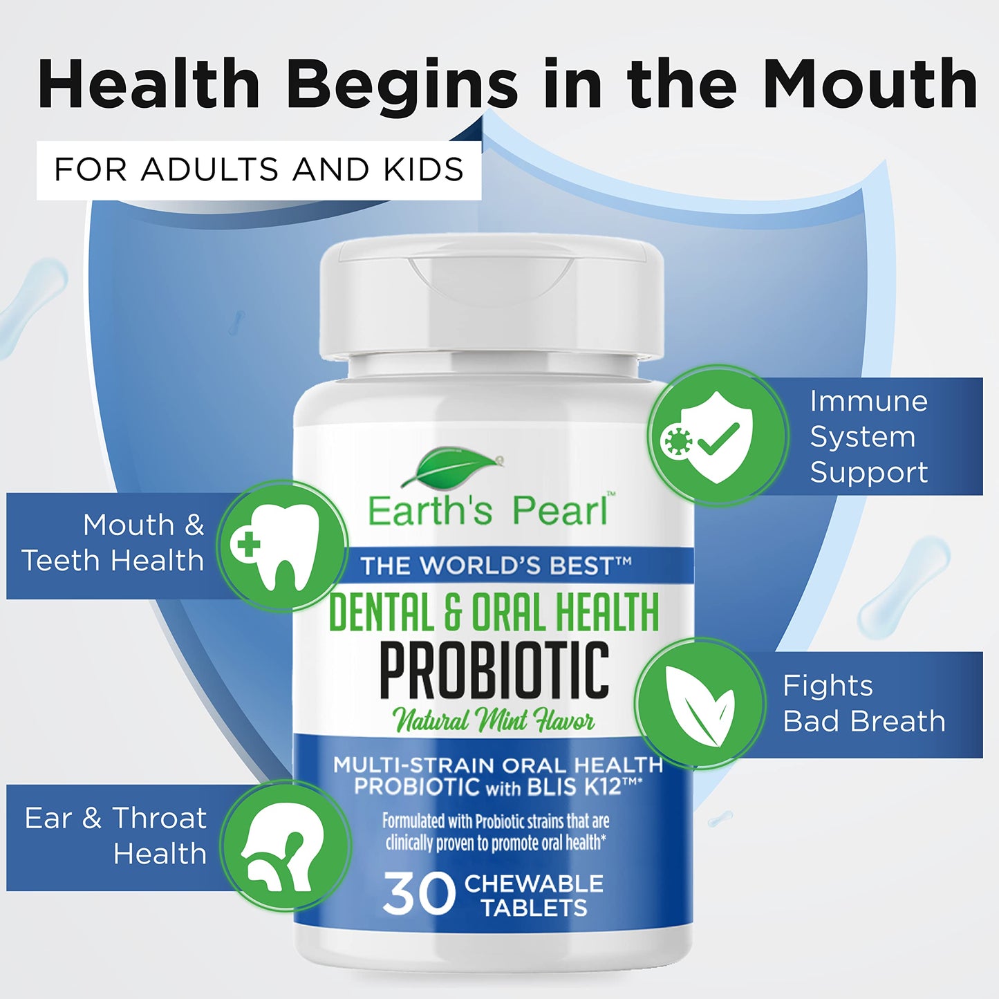 Earth's Pearl Dental Probiotic with BLIS K12 – Mint Oral Probiotics (30-Day)