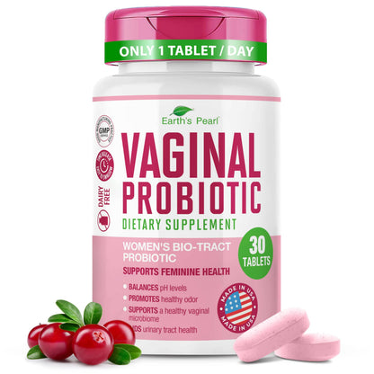 Earth's Pearl Vaginal Probiotics for Women - BIO-Tract Delivery, 3 Billion CFU, 1 Tablet/Day