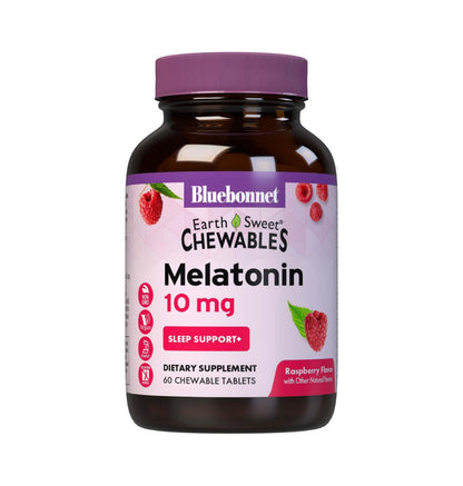 BlueBonnet EarthSweet Melatonin 10 mg Fast-Acting Chewables – Raspberry, Gluten-Free & Vegan