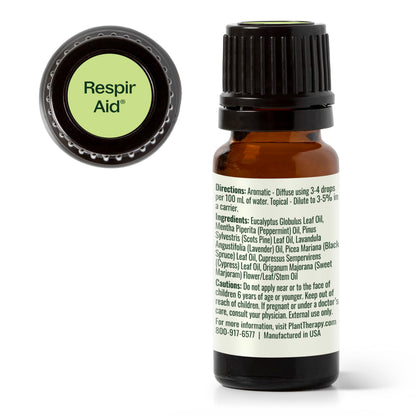 Plant Therapy Respir Aid Essential Oil Blend 10 mL – Sinus, Airway & Congestion Relief (Therapeutic Grade)