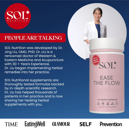 Sol Nutrition Ease The Flow - PMS Support, Menstrual Relief, PMDD & Period Relief (60 Capsules)