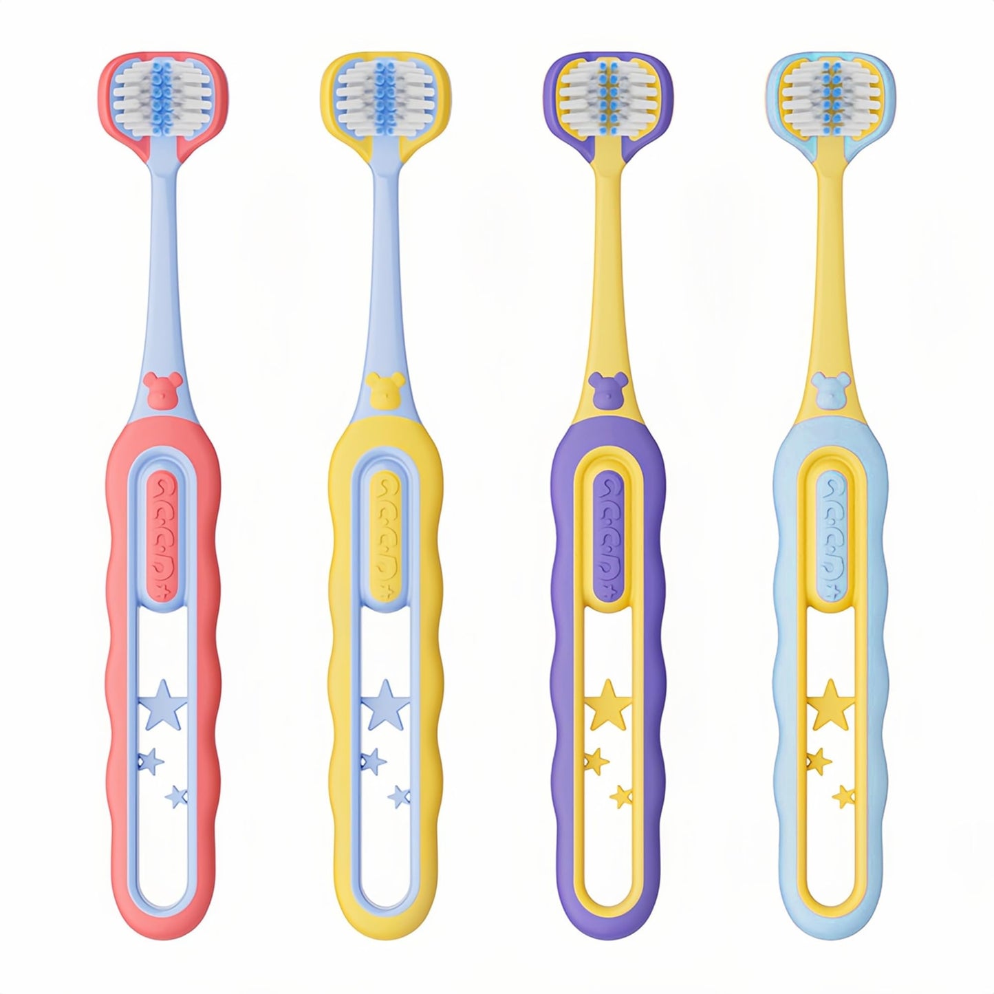 EASICUTI 3-Sided Toddler Toothbrush – Patent Design, Soft 12 Months+ Baby Toothbrush (4-Pack)
