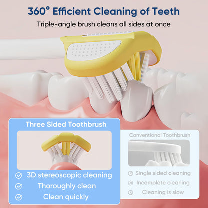 EASICUTI 3-Sided Toddler Toothbrushes - 8-Pack (Ages 1-8) Patent