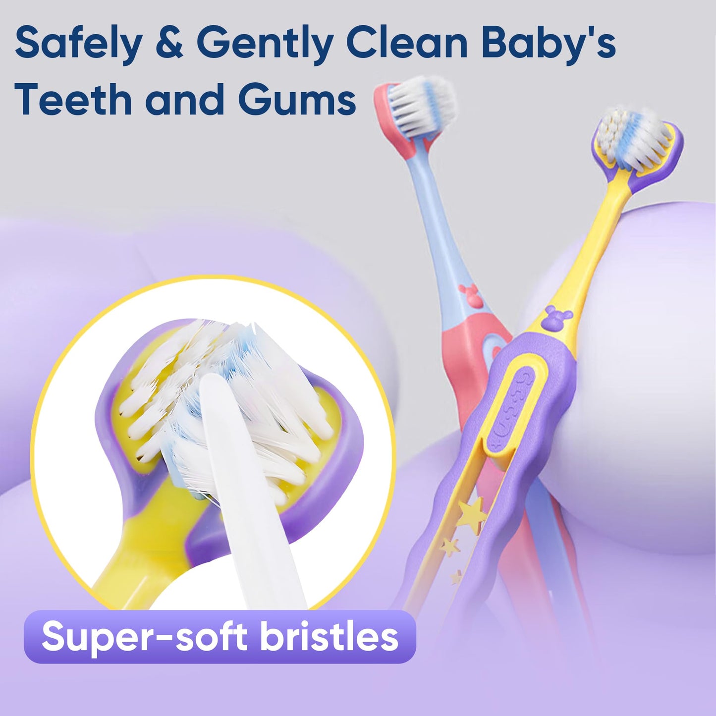 EASICUTI 3-Sided Toddler Toothbrushes - 8-Pack (Ages 1-8) Patent