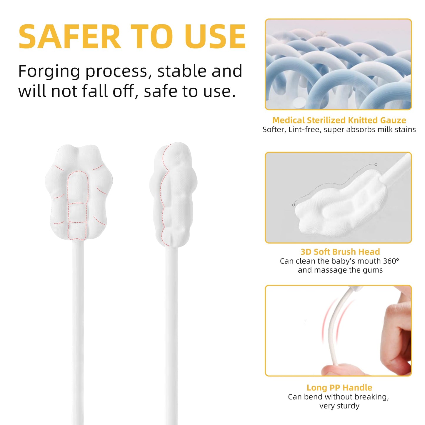 EASICUTI Upgrade Baby Tongue Cleaner – 52Pcs Newborn Toothbrush Set for 0-36M+