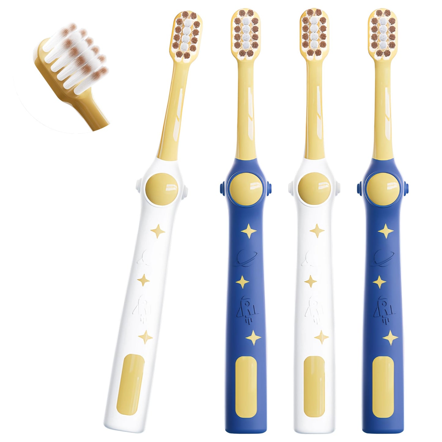 EASICUTI Extra Soft Kids Toothbrushes 4 Pack – Space Style Toddler Toothbrushes for Ages 2-12
