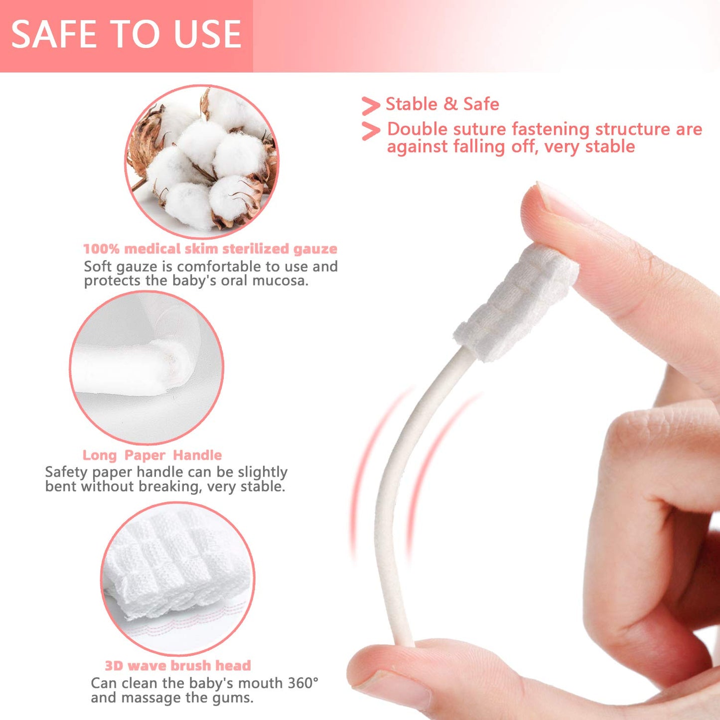 EASICUTI Baby Tongue Cleaner – 42Pcs Disposable Infant Toothbrush + Free 1 Finger Brush (0-36 Months)