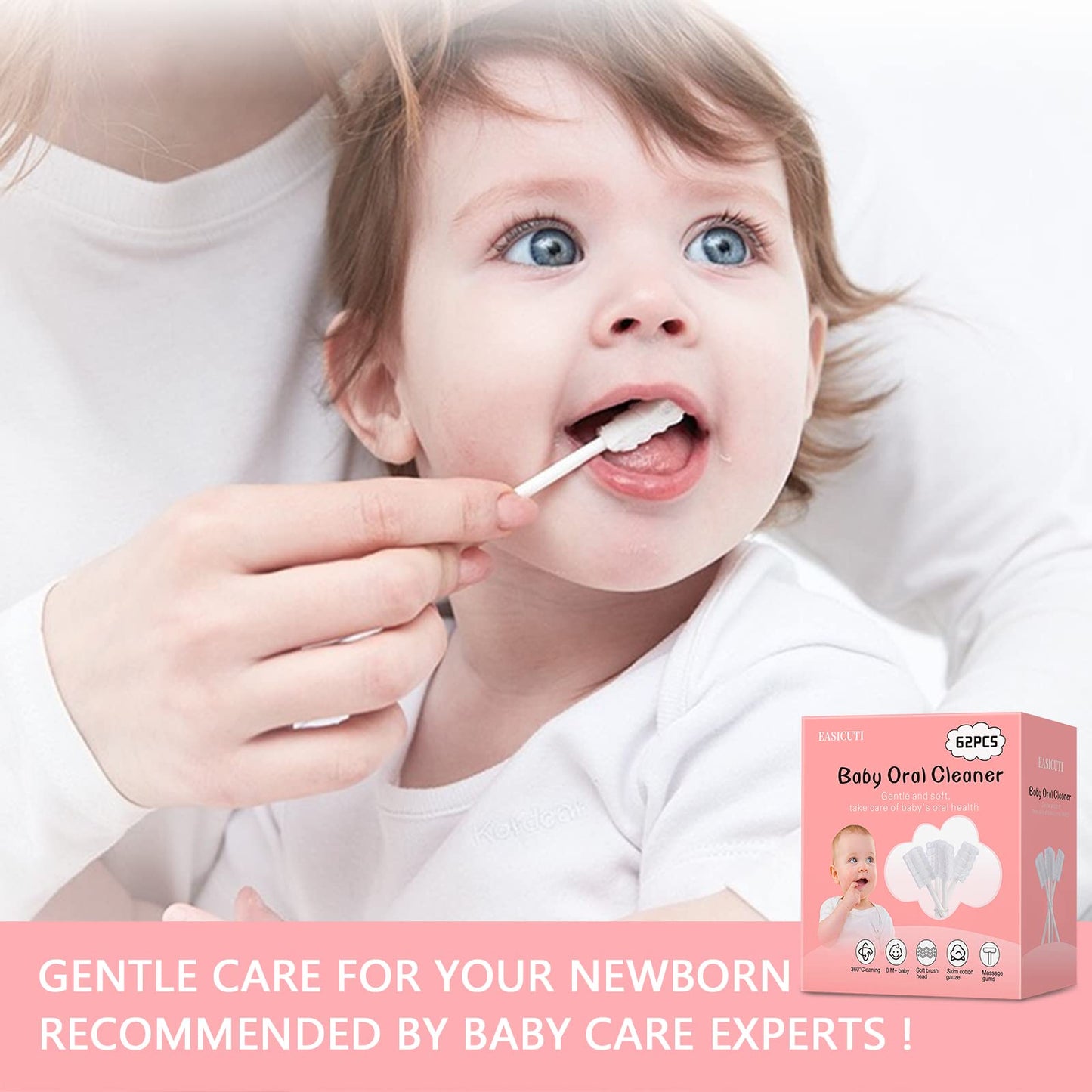 EASICUTI 62PCS Baby Tongue Cleaner Kit for 0-36 Months with Case