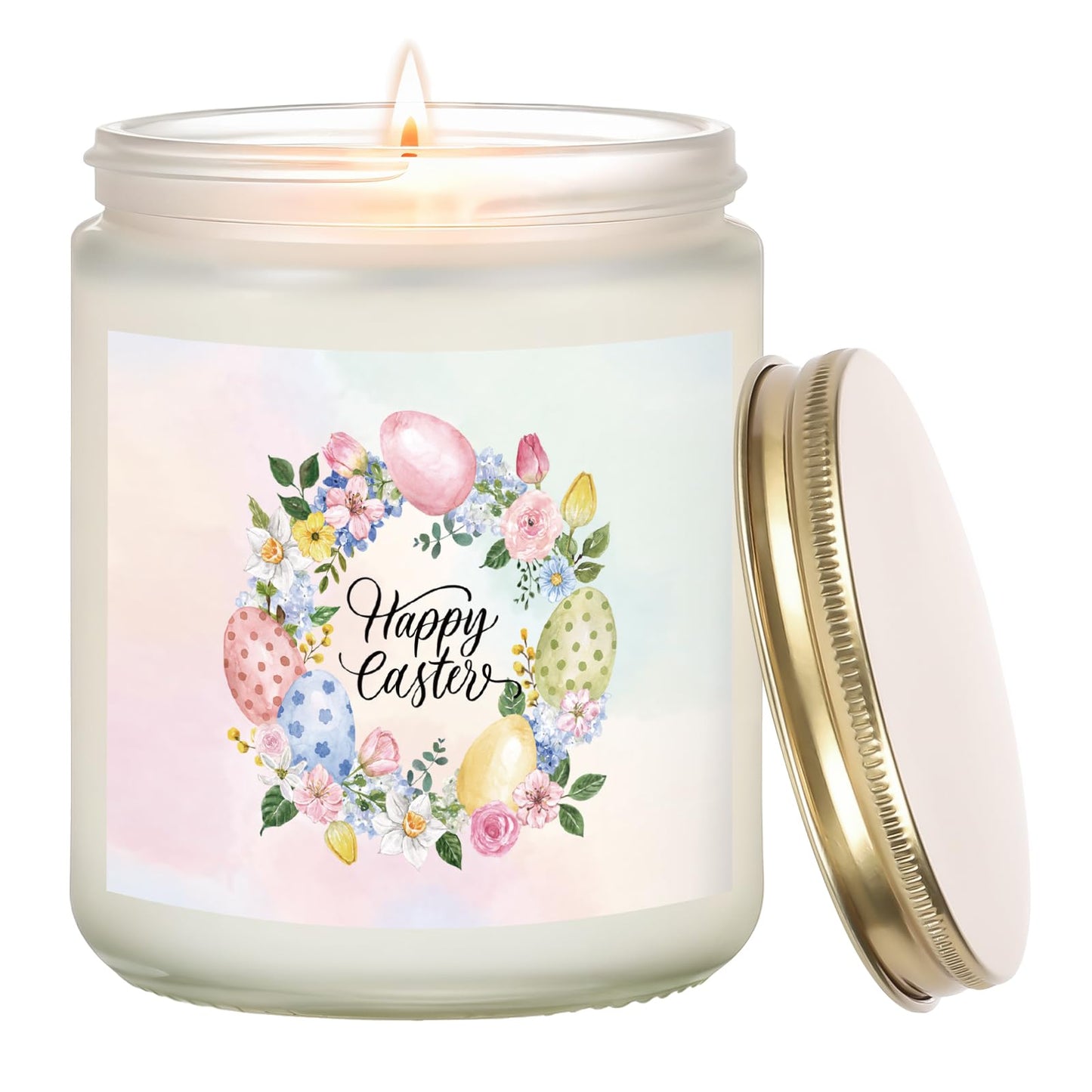 Easter Candle - Cream Vanilla Scented Natural Soy Wax (7oz) Jar for Home & Easter Decor