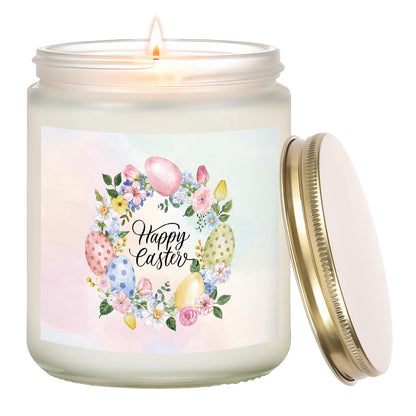 Easter Candle - Cream Vanilla Scented Natural Soy Wax (7oz) Jar for Home & Easter Decor