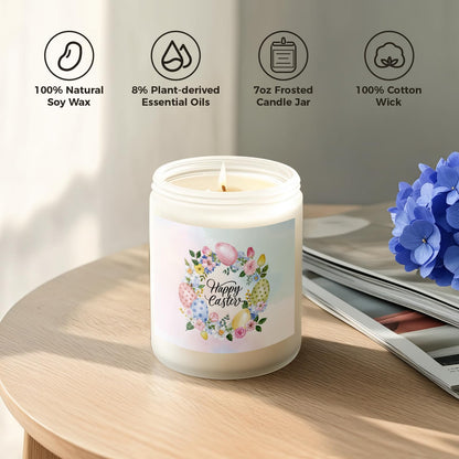 Easter Candle - Cream Vanilla Scented Natural Soy Wax (7oz) Jar for Home & Easter Decor